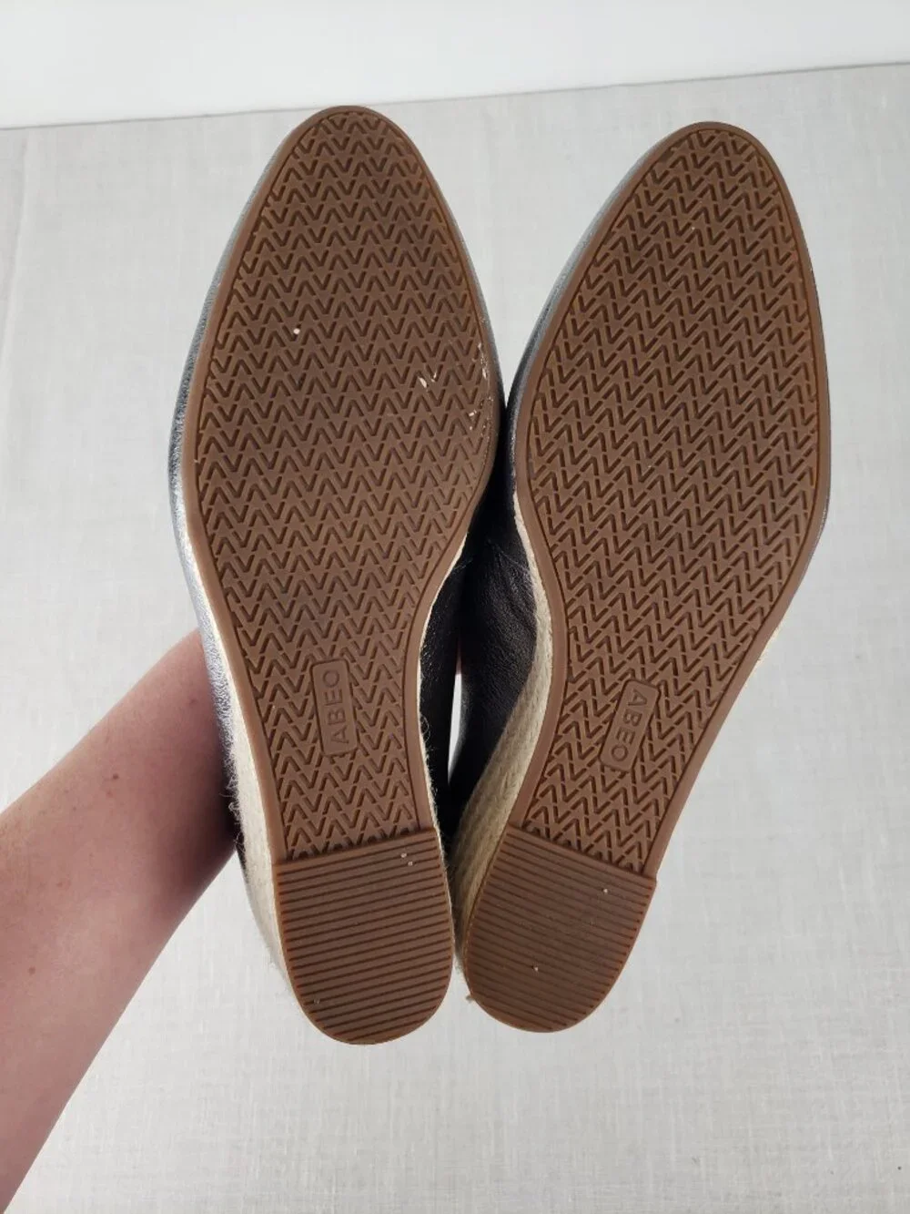 Abeo Quinn Espadrille Wedge Shoes Metallic Silver Orthotic Womens 10